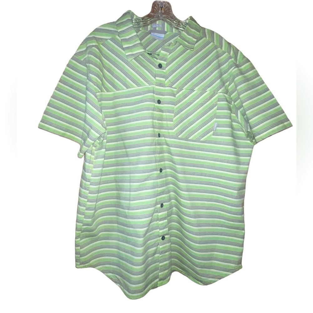 Men’s Columbia Short Sleeve Button Down Shirt Green & Gray Size XL